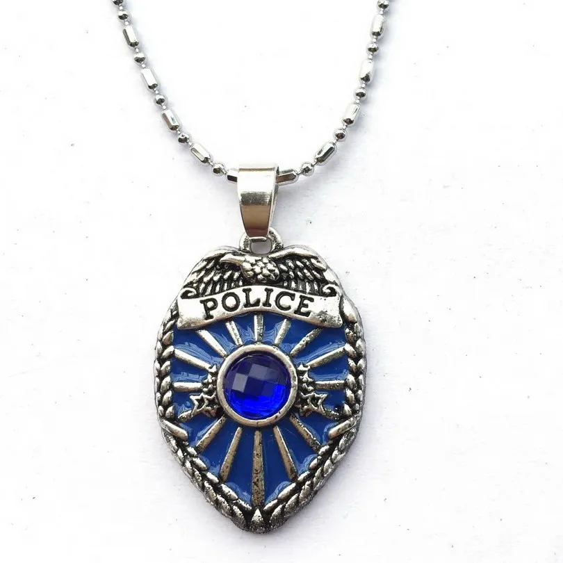 

Police Officer Badge Pendant Chain Necklace Blue Lives Matter Line Police Girlfriend/Wife Gift Jewelry