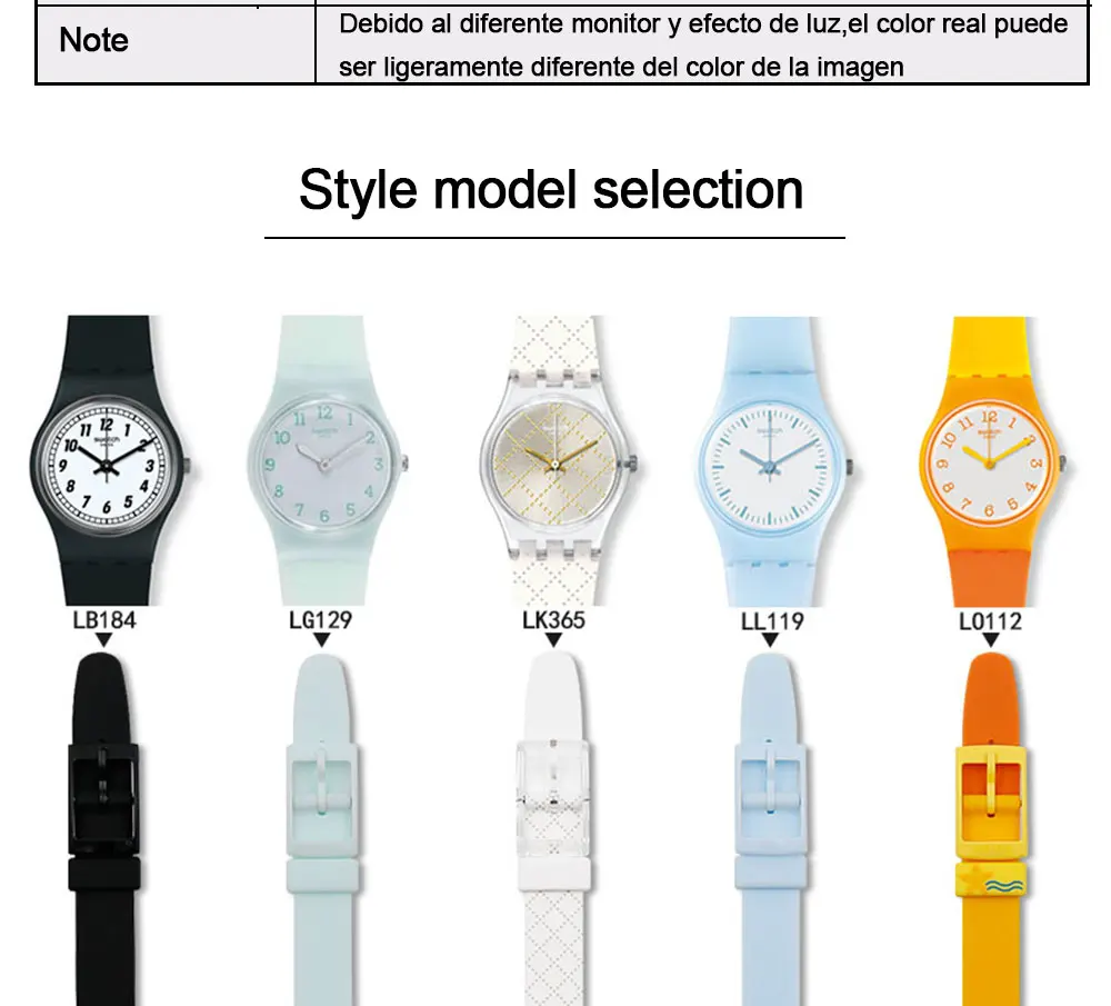 12mm Silicone Watch Band Strap for Swatch LB184 LG129 LK365 LL119