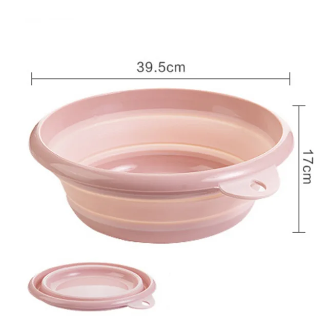 Портативное складное ведро для бассейна для пикника, кухонный органайзер для умывальника RV, портативная миска для воды, поднос для фруктов, домашняя ванна для умывальника - Цвет: Pink 39x17
