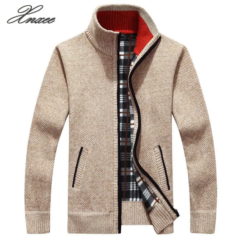

2019 Men's jacket Autumn Winter Warm Cashmere Wool Zipper jackets Pullover Man Casual Knitwear Sweaters coat Plus Size M-4XL