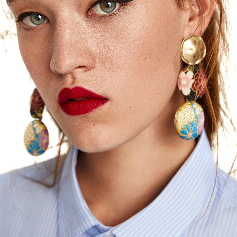 

JUJIA 10 colors christmas gift earrings fashion women round big metal statement drop earrings statement jewelry wholesale