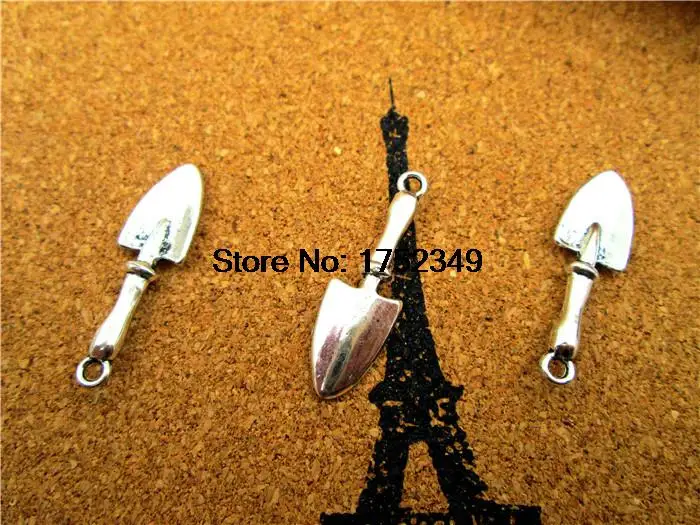 

15pcs Trowel Shovel Charms Gardening Tools Pendants Antiqued Silver Double Sided 3D 9 x 22 mm