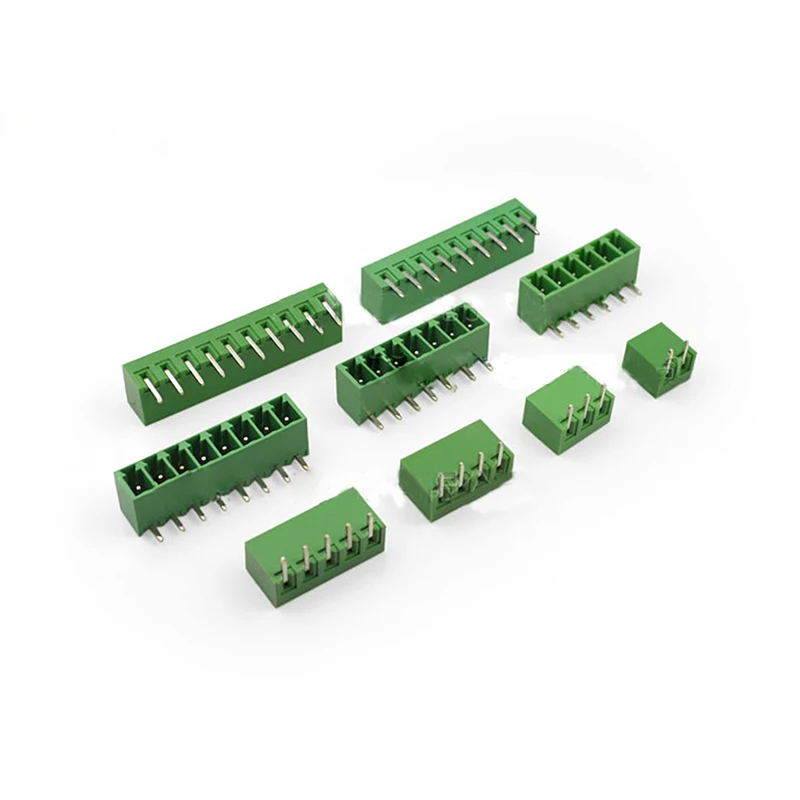 10pcs  Connector Plug-in Terminal Blocks Curved Needle Pitch 3.81mm Connector Green 2/3/4/5/6/7/8/9 / 10P