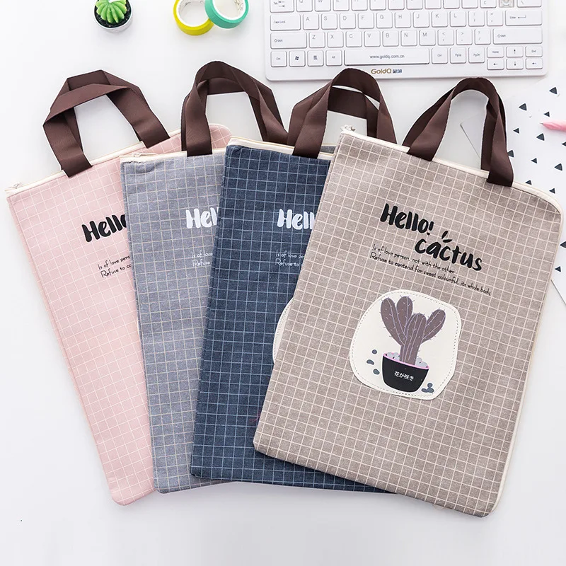 

Hand File Canvas Zipper Bag Pencil Bags Desktop Desk Organizer Storage Material Tools School Stationery Holder Office Supplies