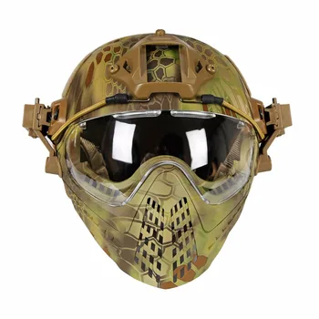

WoSporT Tactical Helmet with Pilot Mask Airsoft Helmet Paintball Fullface Protective Face Mask Helmet for Sports CS Military