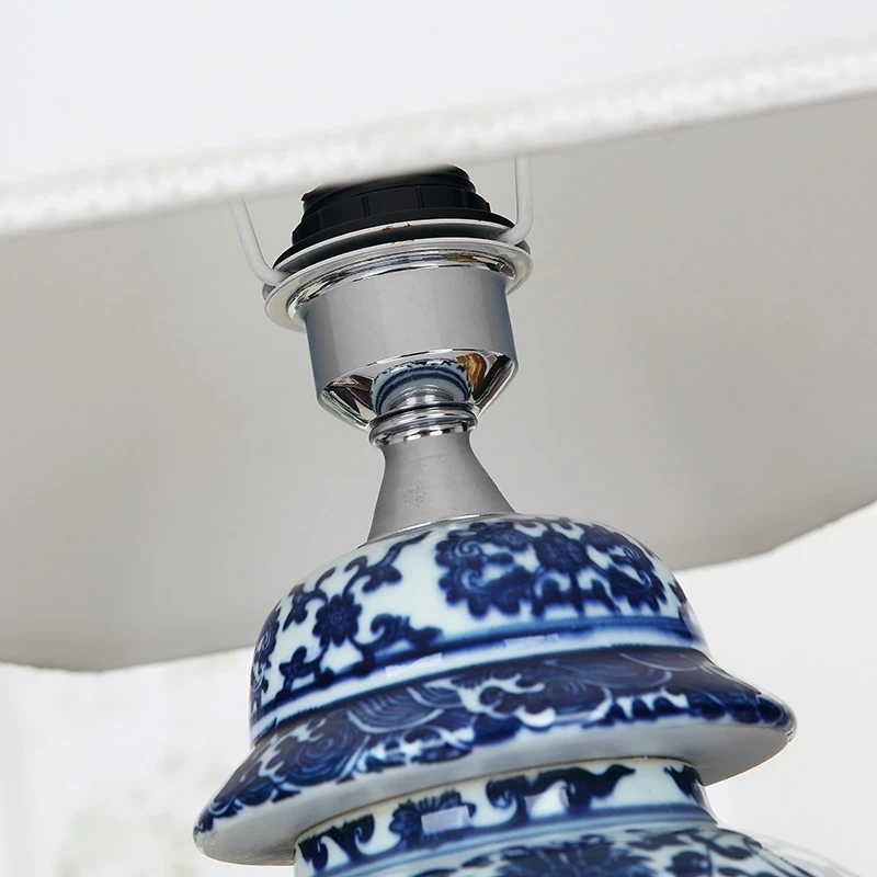 GZMJ арт деко фарфоровая настольная лампа в китайском стиле E27 Базовый держатель керамическая настольная лампа для спальни/гостиной светодиодный настольные лампы