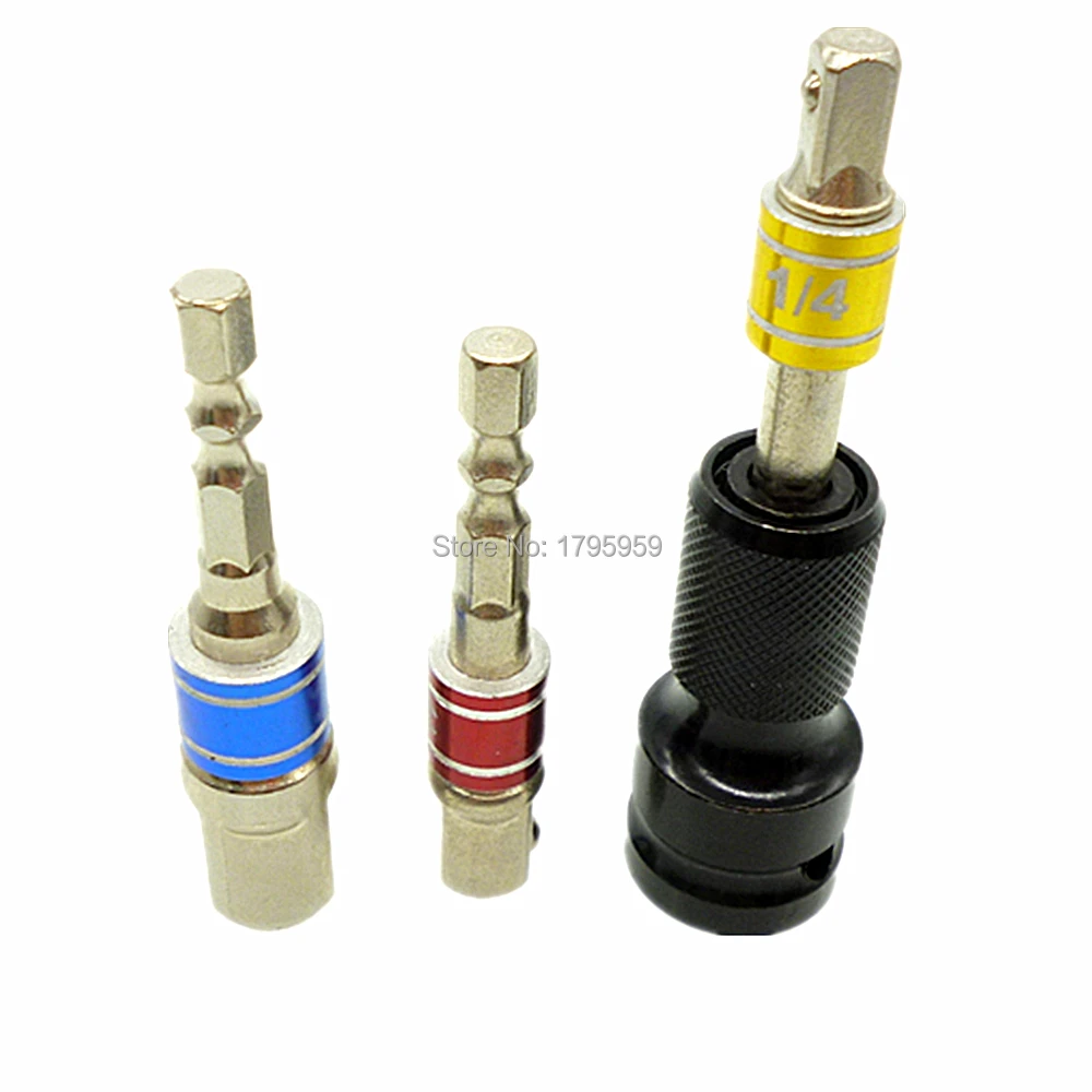 

3pc Socket Bit Adapter Drill Nut Driver Set 1/4" 3/8" 1/2" W/Quick Release 1/2" Square Drive To 1/4" Hex Shank Adapter Converter