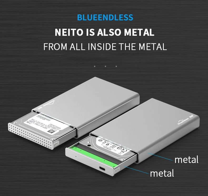 Blueendless чехол для жесткого диска 2,5 'Sata для USB 3,1 type C для USB алюминиевый корпус для жесткого диска для ноутбука