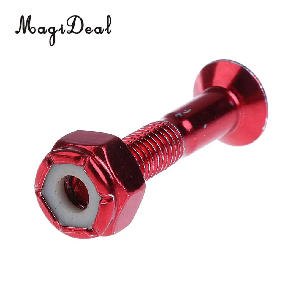 MagiDeal 8pcs Replacement Skateboard Truck Hardware Set Longboard Screws Bolts Red