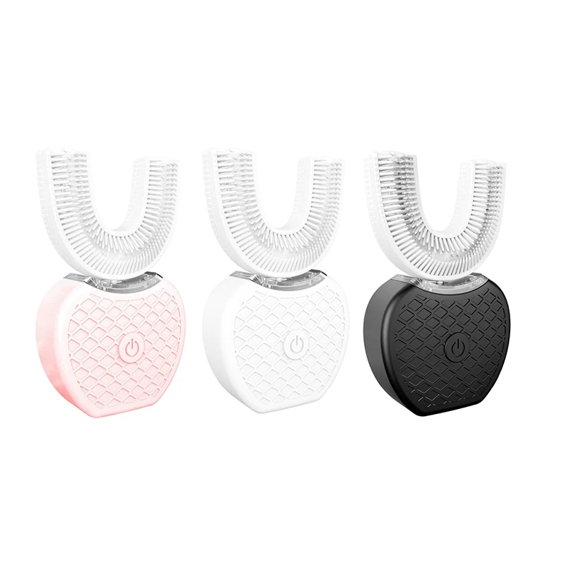 

360 Degrees Automatic Sonic Electric Teeth Whitening Toothbrush USB Rechargeable Ultrasonic U Shape Toothbrush Double Heads