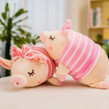 

22cm Cute Lovers pig plush toys Bow pig animals doll Pillow Baby Appease Sleeping Doll Cotton Girl Toy Christmas gifts