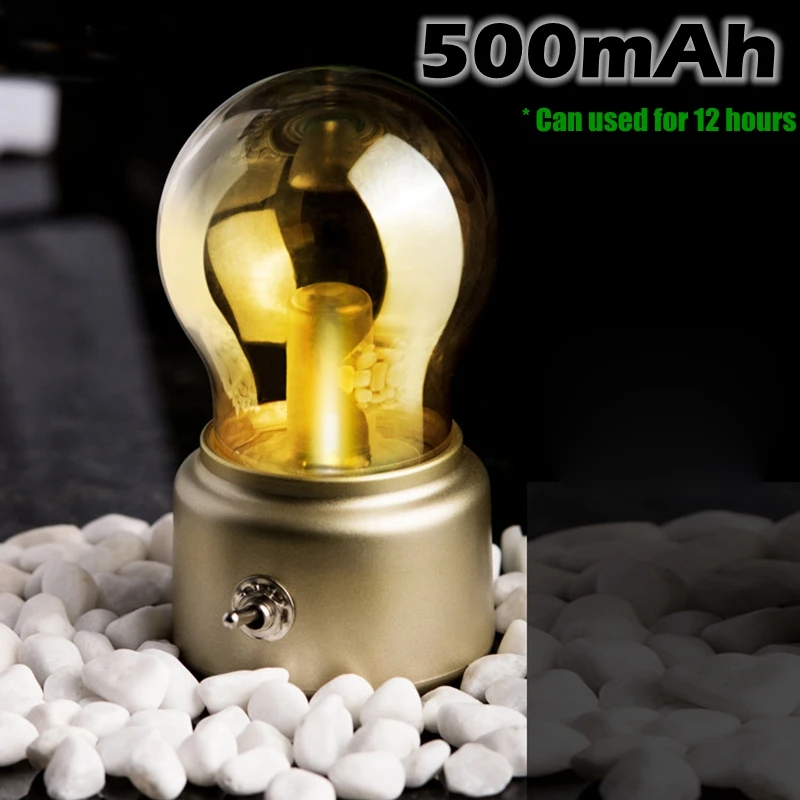  Vintage LED Bulb Night Light Retro USB 5V Rechargeable Battery Mood Luminaire Writing Desk Table Li - 32846743378