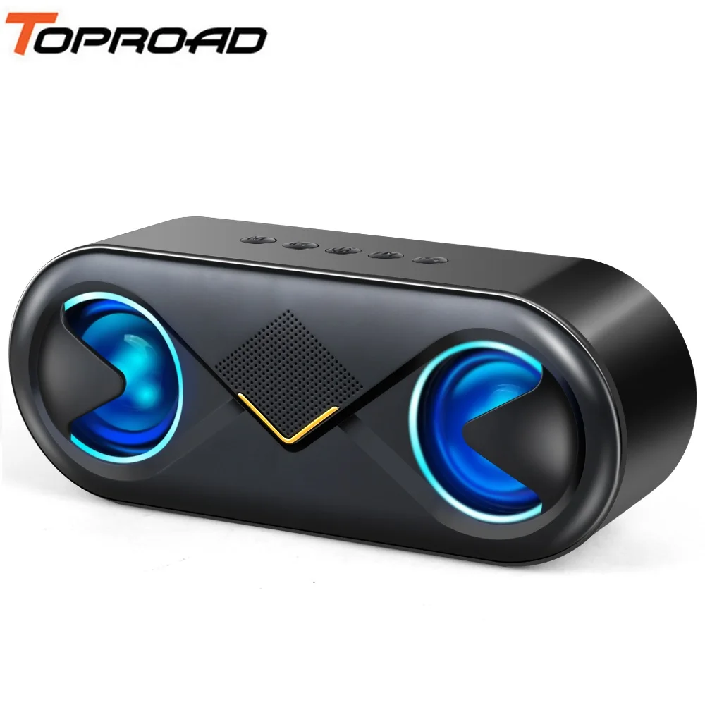 Baratos TOPROAD portátil 10W Altavoz Bluetooth HIFI inalámbrico de gran potencia Soundbox Subwoofer columna altavoces de Bajo estéreo soporte TF AUX USB