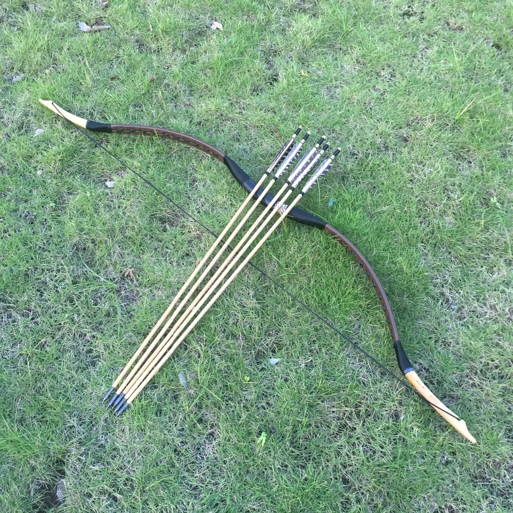 

Hungarian style 20-60 lbs Archery Handmade Hunting Longbow+6 wooden arrows
