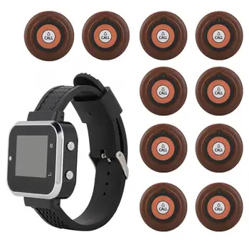 

ABS Wireless Caregiver Pager Set Hotel Paging System Smart Call Button 1 Wristwatch 10 Buttons
