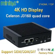 TV box pequeño computadoras Intel J3160 quad core fanless mini pc de escritorio del soporte 2,5 »HDD 300 m wifi frecuencia 4 GB ram hdmi