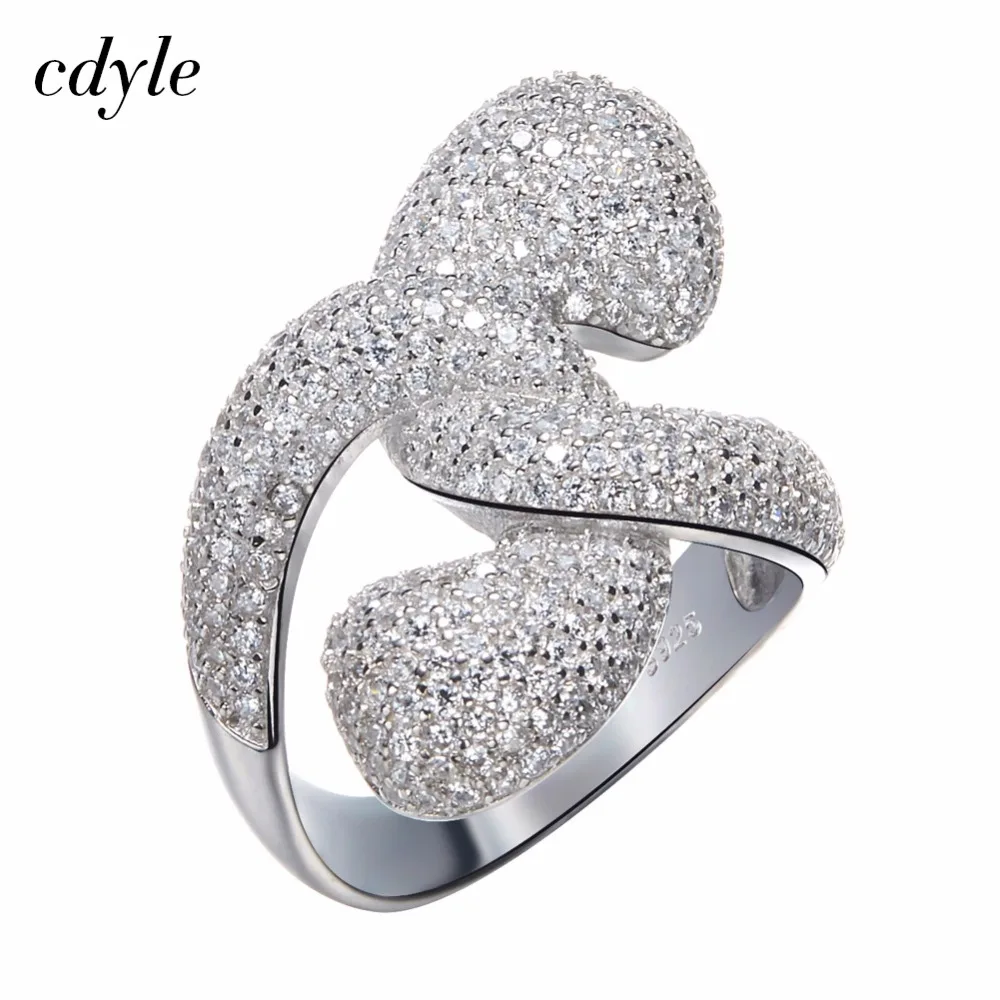 

Cdyle Luxury Women Ring Austrian Rhinestone Fashion Anniversary Engagement Rings 925 Sterling Silver Jewelry Elegant Bijous