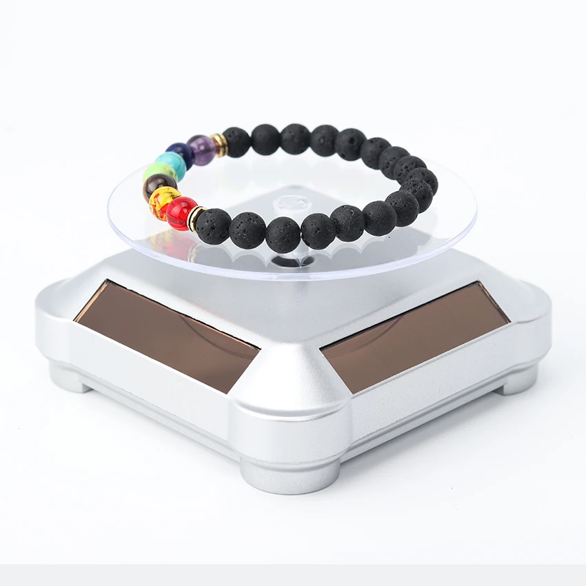 Solar Showcase 360 Turntable Rotating Jewelry Watch Ring Phone Stand Display Jewelry Organizer Hard Display Stand