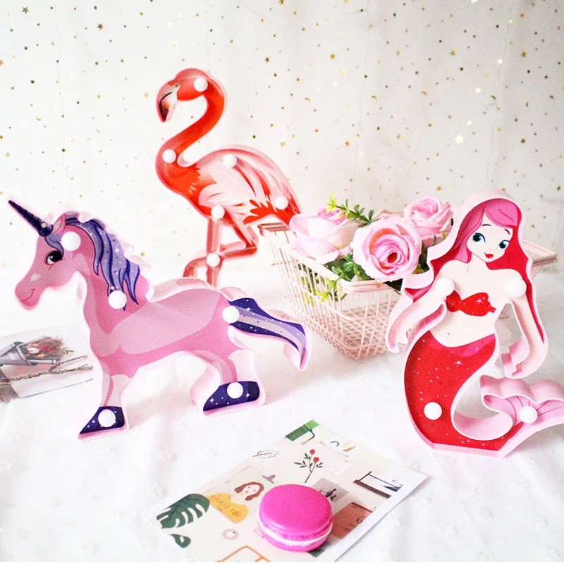 

LED Cartoon Painted Night Light Unicorn Flamingo Mermaid Ect Appease Night Light Baby Sleep Lamp Children's Room Decoration Gift