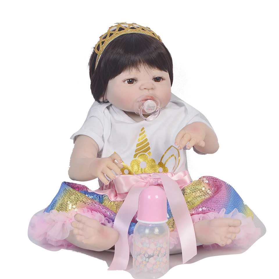 55cm Baby Reborn Doll Vinyl Silicone Vinyl Lifelike Newborn Girl Accompany Kids