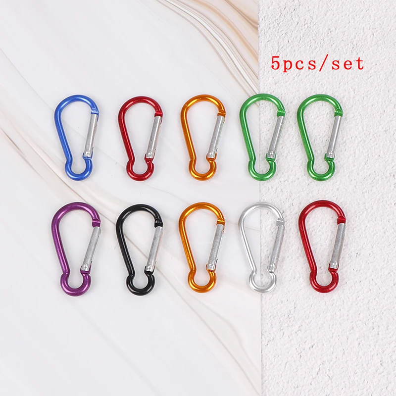 5PCS Aluminum Carabiner D-Ring Key Chain Clip Camping Keyring Snap Hook Outdoor Travel Kit