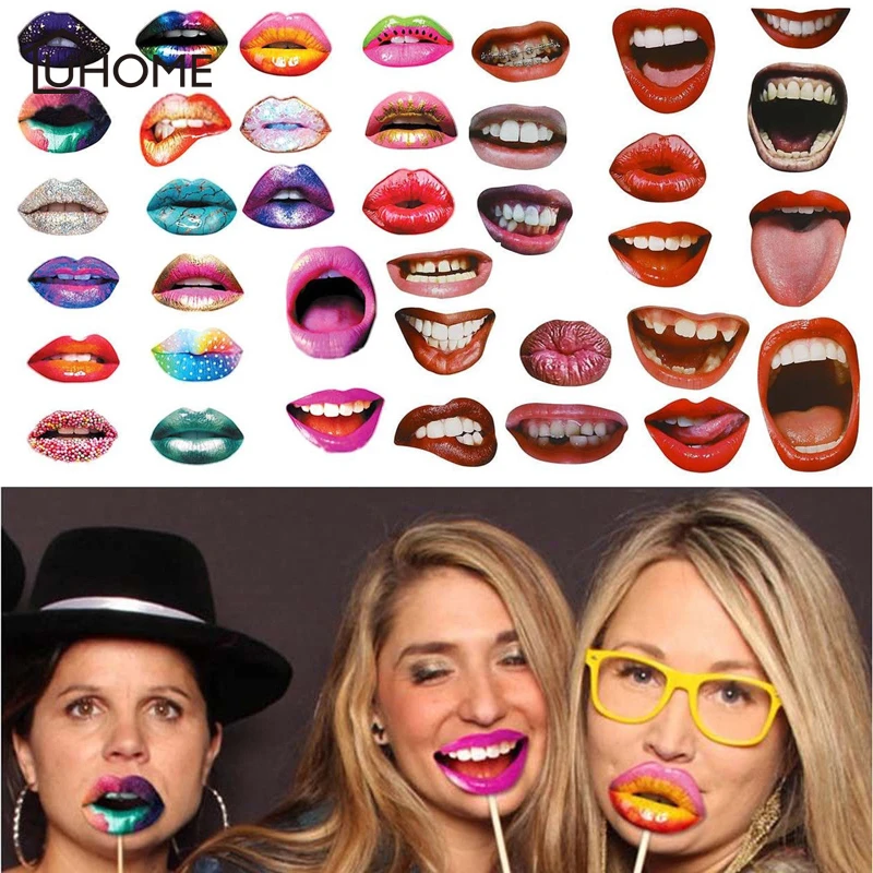 20X Funny Lips Wedding Selfie Party Photo Booth Props Signs Birthday Decor DIY 