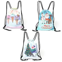 New Cartoon Women Backpack School Children Backpacks Unicorn Mermaid Sequins Drawstring Beach Bag Christmas Travel Shopping Bag