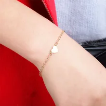 Handmade Simple Gold Heart Bracelet Charming Bracelets&Bangles for Women Accessories Jewelry Simple Cuff Jewelry Girl Gift WD138 charming solid color heart cuff bracelet for women
