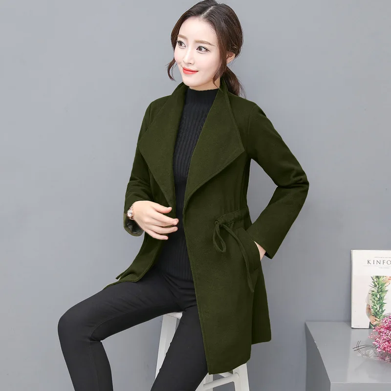 Vintage Womens Coats 2018 Winter Casual Wool Blend Coat and Jacket Adjustable Waist Ladies | Женская одежда