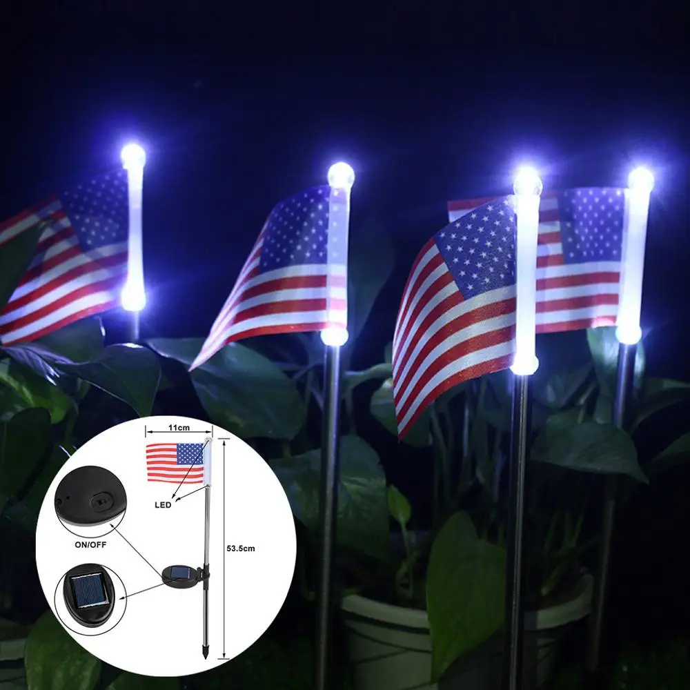 2pc Solar Light American Flag Led Independence Day 2pc Solar Light American Flag Led