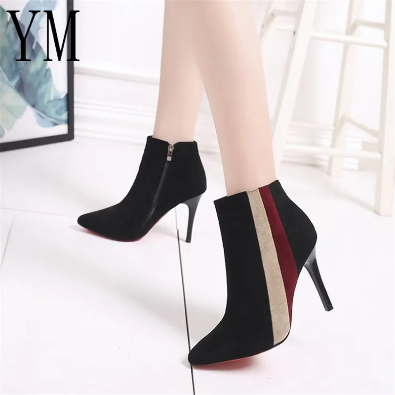 

Sexy Women Casual Autumn Winter Ankle boots shoes Women Comfortable Pointed Toe Zipper High Heels Pumps Martin Boots Shoes Mujer