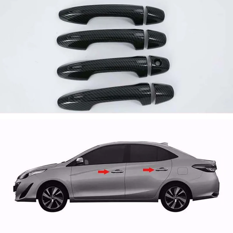 

Car Styling Carbon Fiber Car Door Handle Cover Trim Frame for Toyota Yaris VIOS (XP150) 2019