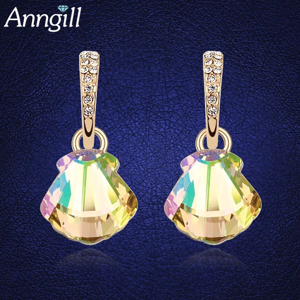 

Fashion Exquisite Blue Crystal From Swarovski Earrings For Women Gold Color Brincos Dangle Earrings Romantic Bohemian Jewelry