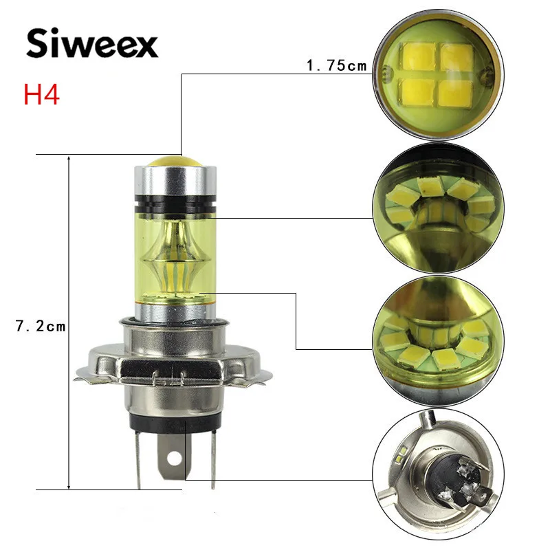 2 шт. 100 Вт H1 H3 H4 H7 H8 H13 H16 20 SMD высокомощный супер яркий золотой светодиодный