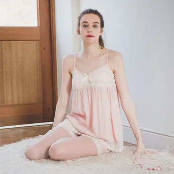 

Summer Pajamas for Women New Cotton Princess Casual Home Service Ladies Suspenders Lace Pajamas Women Pijama Mujer Sleepwear