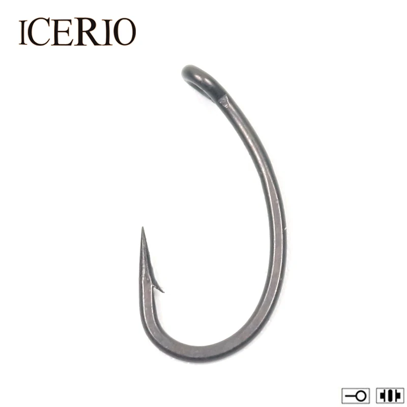 

ICERIO 30pcs/pack High Quality Matt Black Pop up Carp Hook Telflon Coated Needle Sharp Curve Carp Fishing Gnippen Hooks