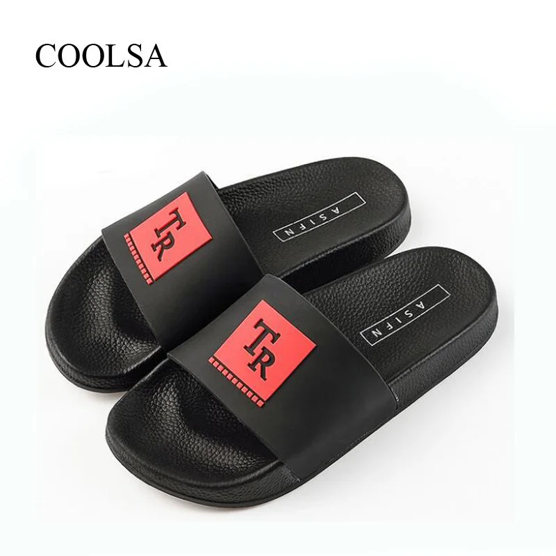 

COOLSA Women Indoor Solid Non-slip PVC Slippers Women Solid Flat Slides Summer Women Beach Flip Flops Wholesale Slippers Shoes