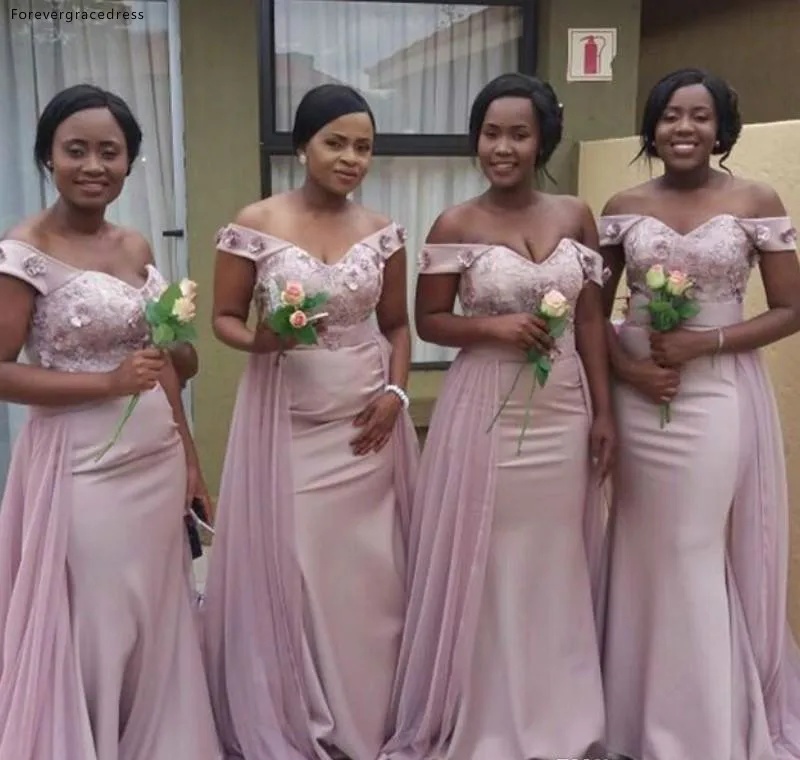 Elegant Off Shoulder Bridesmaid Dresses African Lace Appliqued Sash Mermaid Wedding Guest Dress Custom Made Sexy Maid Of Honor Gowns  114 (2)