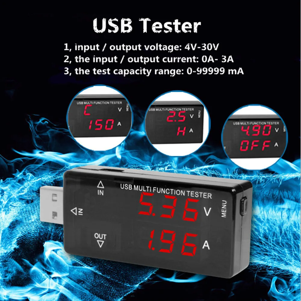 Многофункциональный USB тестер с цифровым дисплеем 4-30 в миниатюрный измеритель