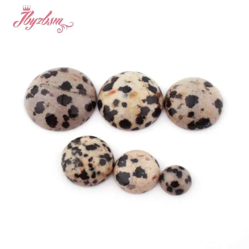 

Coin Dalmatian Beads CAB Cabochon Flatback Dome Undrilled Natural Stone Beads For DIY Pandandt Earring Ring Jewelry Making 5pc