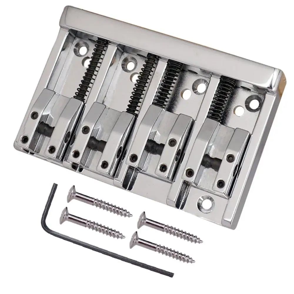 

1 Set High Quality Vintage 4-string Electric Bass High-End Roller Saddles Bridge Tailpieces Silver