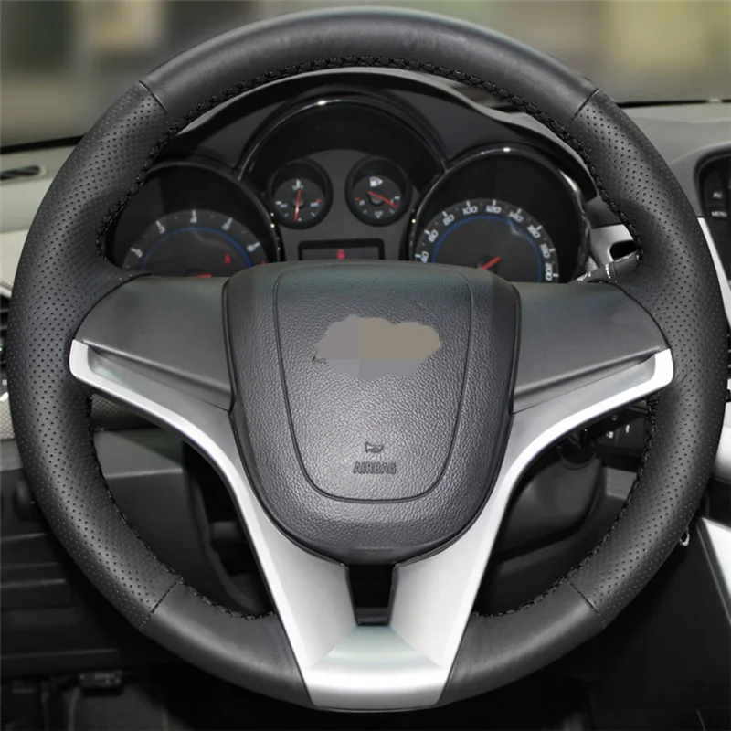 Black Artificial Leather Car Steering Wheel Cover for Chevrolet Cruze Aveo