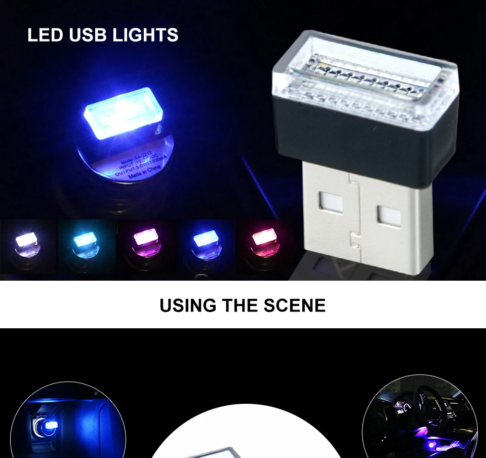 Aceersun LED mini 5V USB Wireless Car Interior Ambient Lighting Atmosphere Decorative Mild Light Multifunction Car accessories (1)