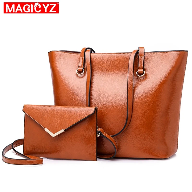 

2019 2 set Luxury Designers Top-Handle Leather Handbags With detachable wallet Shopping tote Large Capacity Women Messenger Bags
