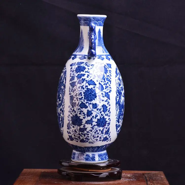 Цзиндэчжэнь подглазурная синий и белый фарфоровая ваза современные ремесла мебель qinglong фу трубки олень статуя украшения
