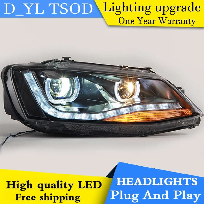Car Styling For VW Jetta headlights 2012 2016 Jetta led headlight GIT head lamp Angel eyes led