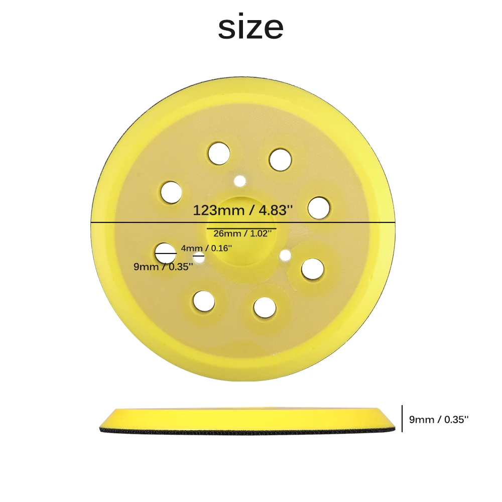 5 дюймов(125 мм) 8-отверстие мягкая губка Интерфейс коврик для шлифовальные колодки и застежкой-липучкой шлифовальные диски для неровной поверхности полировка