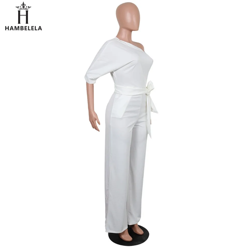 Hambelela 2017 High Quality Autumn Casual Jumpsuit One Shoulder Slash Neck Button Romper Full Length Jumpsuit Wide Legs Jumpsuit (20)