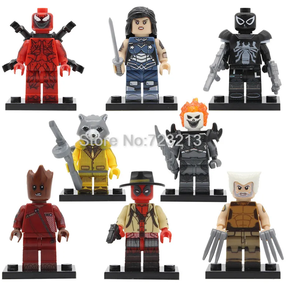 

Single PG8159 Super Hero Agent Venom Figure Deadpool Wolverine Raccoon Lasher Wonder Woman Ghost Rider Buidling Blocks Toys