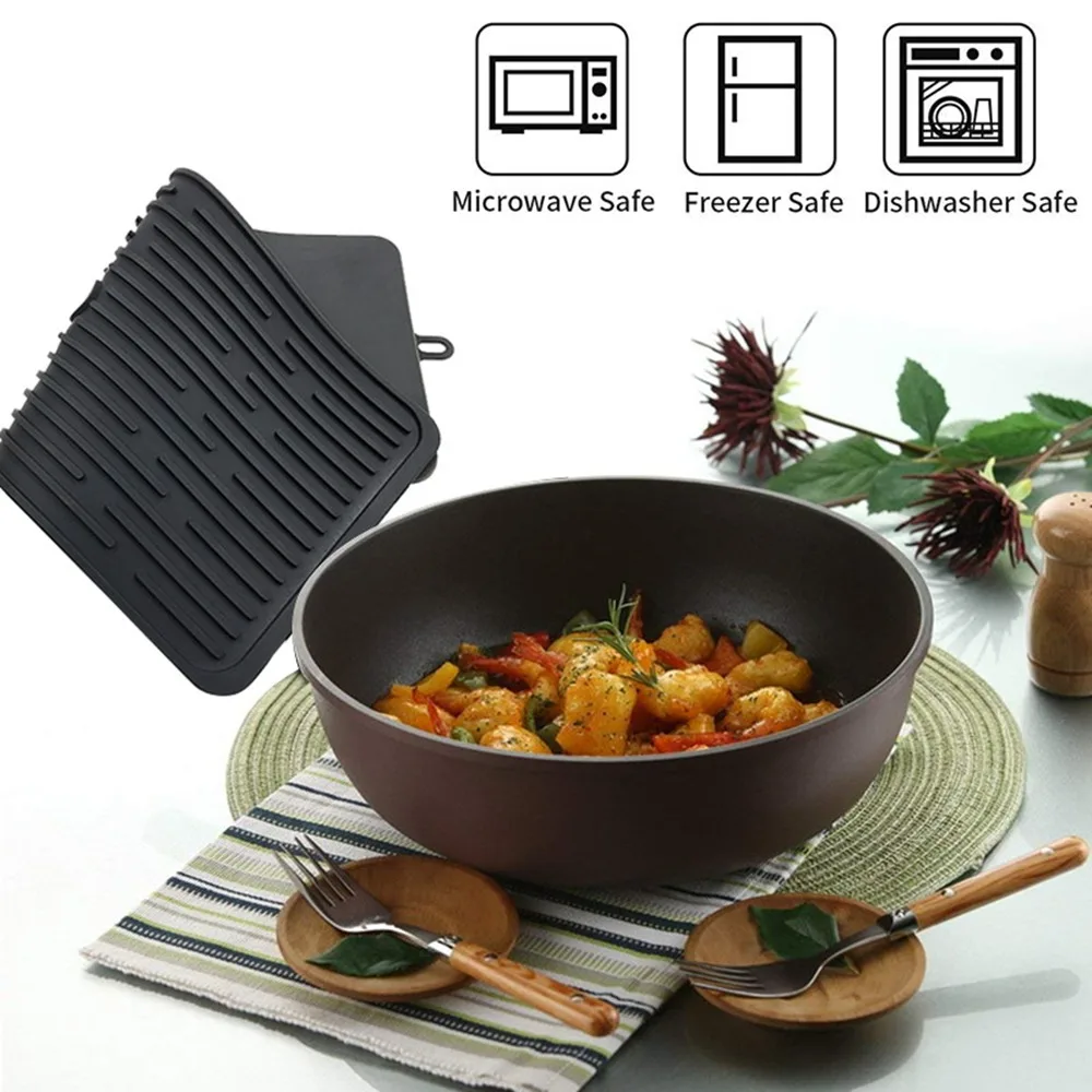  Silicone Drain Mat Trivet Mats Hot Pads Pot Holder Drying Dishes Pad Non Slip Flexible Heat Resista